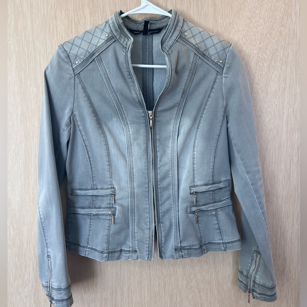 White House black market grey moto jacket